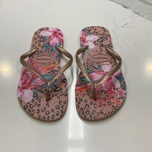 Havaianas Tropical Leopard Flip Flops Sz 9/10 Women’s